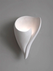 Shell Wall Applique, Shell Wall Light by Hannah Woodhouse. Plaster Wall Applique, Plaster Wall Light. This pure plaster scultural form captures the essence of a shell. Sculpted by Hannah Woodhouse, it is a beautiful and elegant wall light for any home.