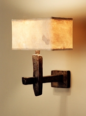 Contemporary bronze wall applique with hand made eucalyptus paper lamp shade by Hannah Woodhouse 